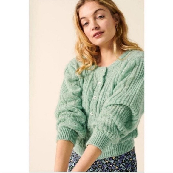 Rouje Cable Knit AZIA Cardigan in Amande/Almond FR 38/US 6 NWT - Picture 1 of 17